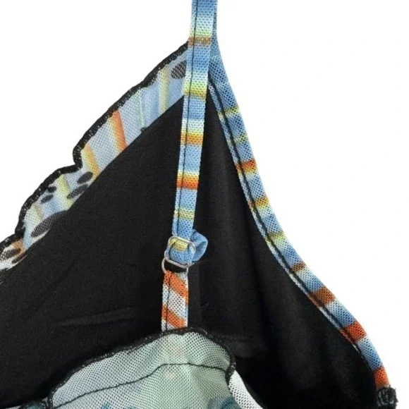 Forever 21 Patchwork Pattern Mini Party Dress, Sz Medium, Lightweight Colorful - Picture 6 of 12